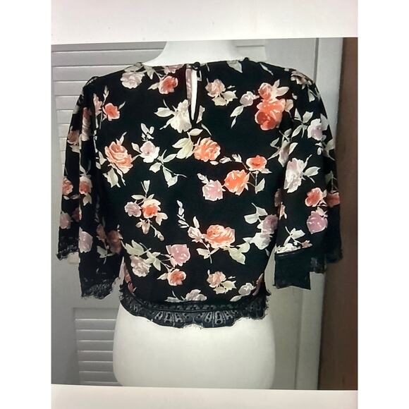 Re: Named Floral Lace Trim Crop Top M Bell Sleeve Coverup Beach Lingerie Boho - Picture 2 of 10